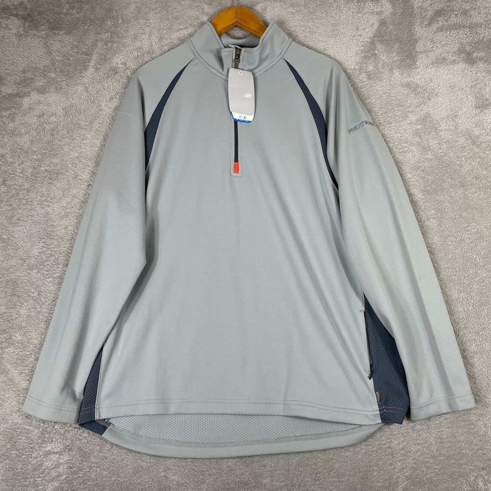Alo Quarter Zip Pullover Mens XL Gray Rexnord Logo CoolFit Performance Shirt